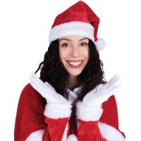 79140 bonnet pere noel adulte rouge blanc scintilant argent accessoire deguisement