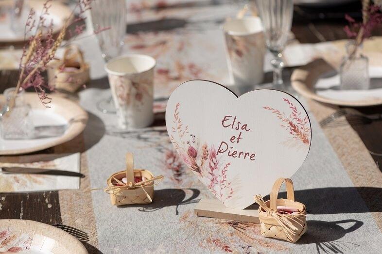 7922 centre de table coeur bois nature champetre mariage st valentin