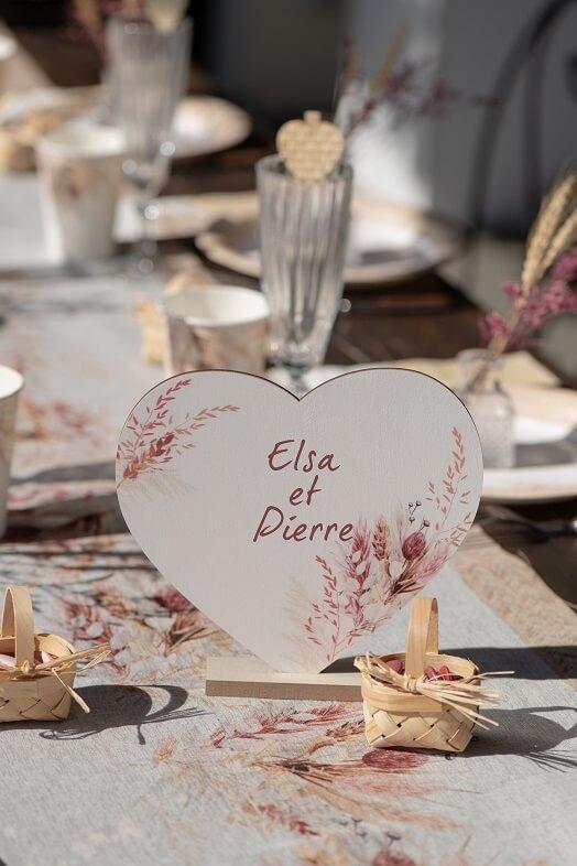 7922 decoration centre de table coeur bois nature champetre