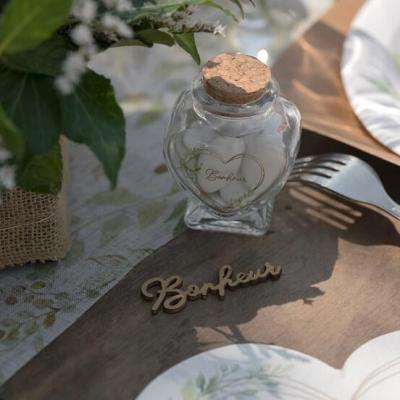 7931 decoration contenant pot verre et bois mariage coeur floral nature champetre bonheur