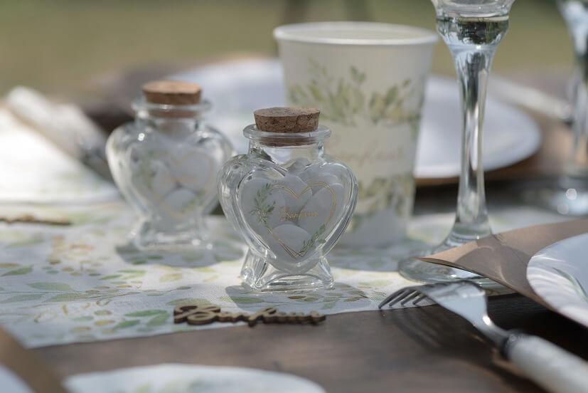 7931 decoration contenant pot verre et bois mariage coeur floral nature champetre bonheur