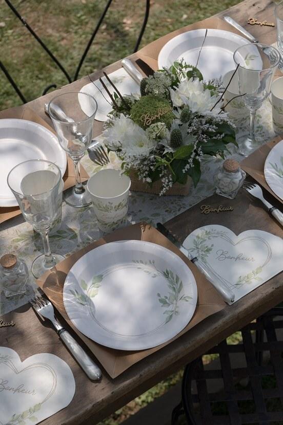 7934 decoration de table assiette carton floral nature champetre