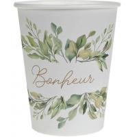 7935 gobelet carton nature fleur champetre vert blanc dore