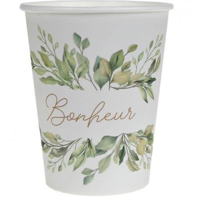 10 Gobelets en carton Bonheur pour fête nature floral Champêtre REF/7935