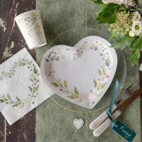 7949 decoration assiette carton mariage coeur nature floral champetre