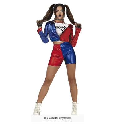 79520 magasin pas de calais carnaval costume femme adulte dangerous harley quinn bleu rouge