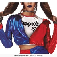 79520 magasin pas de calais carnaval deguisement femme adulte dangerous harley quinn bleu rouge