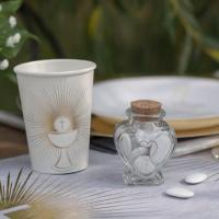 7962 contenant pot en verre coeur tansparent communion confection dragee