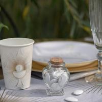 7962 contenant pot en verre coeur tansparent communion creation dragee