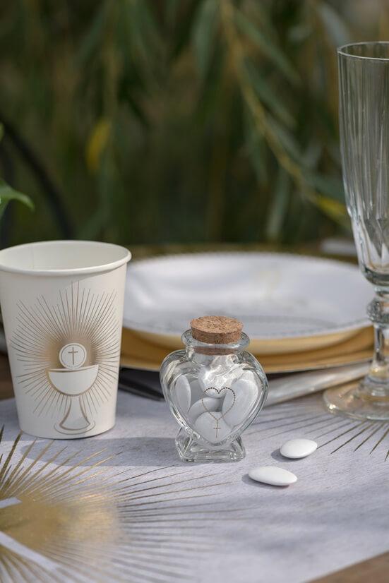 7962 contenant pot en verre coeur tansparent communion creation dragee