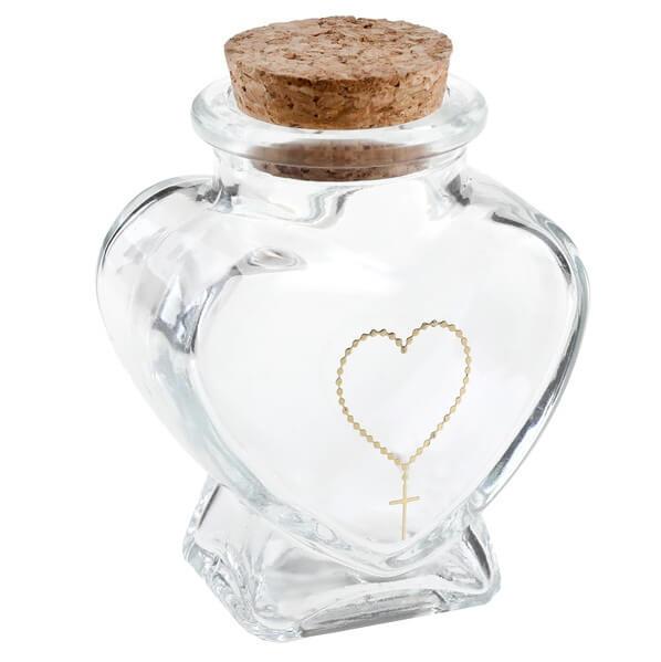 7962 contenant pot en verre coeur tansparent communion
