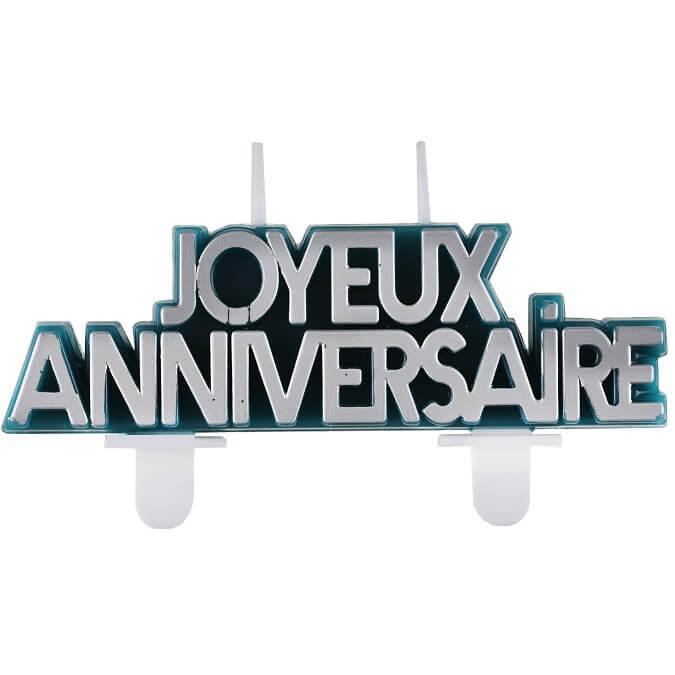 Bougie Anniversaire Bleu Canard et Argent pour gâteau REF/7979