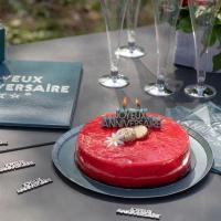 7979 bougie gateau joyeux anniversaire bleu canard et argent