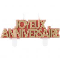 7979 bougie joyeux anniversaire terracotta dore or metallise