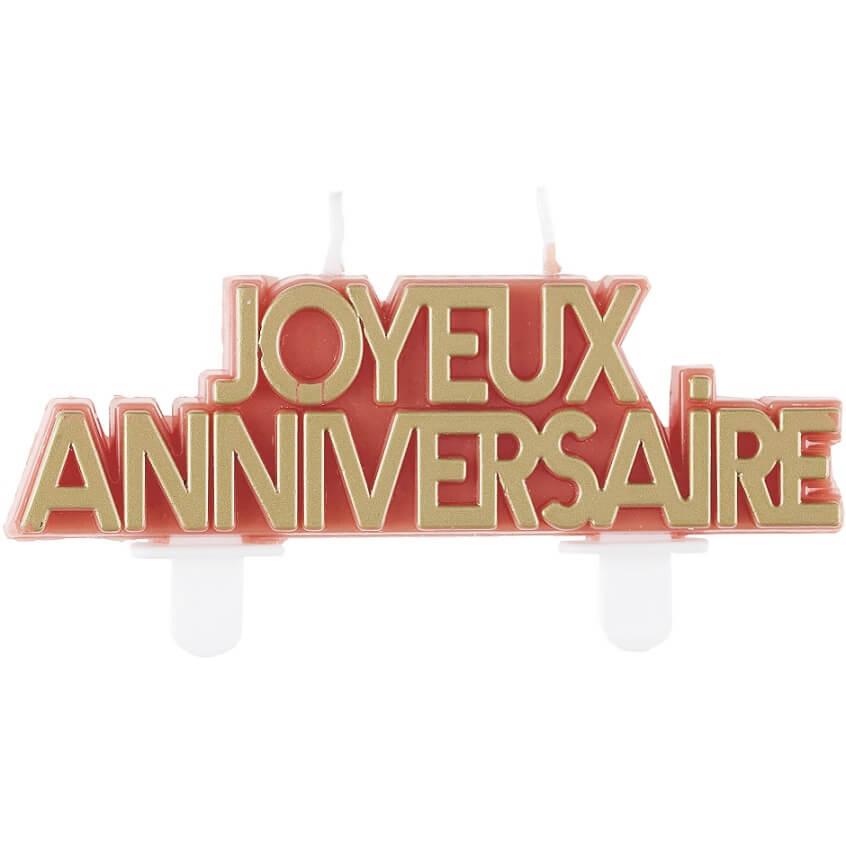 7979 bougie joyeux anniversaire terracotta dore or metallise