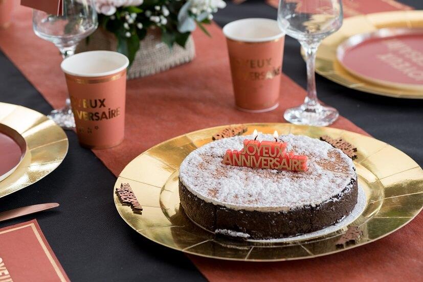 7979 decoration bougie joyeux anniversaire terracotta dore or metallise
