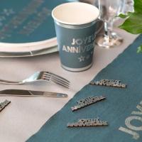 7981 decoration de table confettis anniversaire bleu canard bois