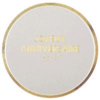 7983 assiette carton joyeux anniversaire elegant blanc dore or metal