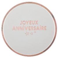 7983 blanc rose gold assiette carton ronde joyeux anniversaire