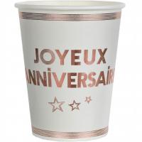 7984 gobelet carton joyeux anniversaire elegant blanc et rose gold