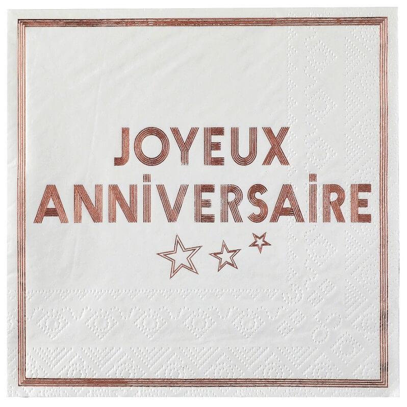 Serviettes Anniversaire Dorées en papier x10