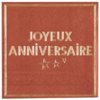 7985 serviette de table papier joyeux anniversaire terracotta dore or