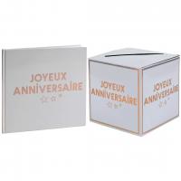 7986 7987 livre d or tirelire urne joyeux anniversaire blanc rose gold metal