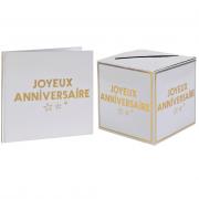 Pack de 1 livre d'or et 1 tirelire urne anniversaire blanc et doré or REF/7987-7986
