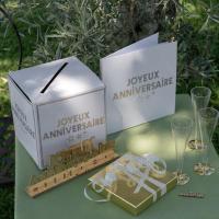 7986 7987 tirelire urne livre d or anniversaire blanc dore or metallique