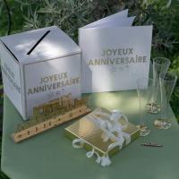 7986 7987 tirelire urne livre d or anniversaire blanc dore or metallise