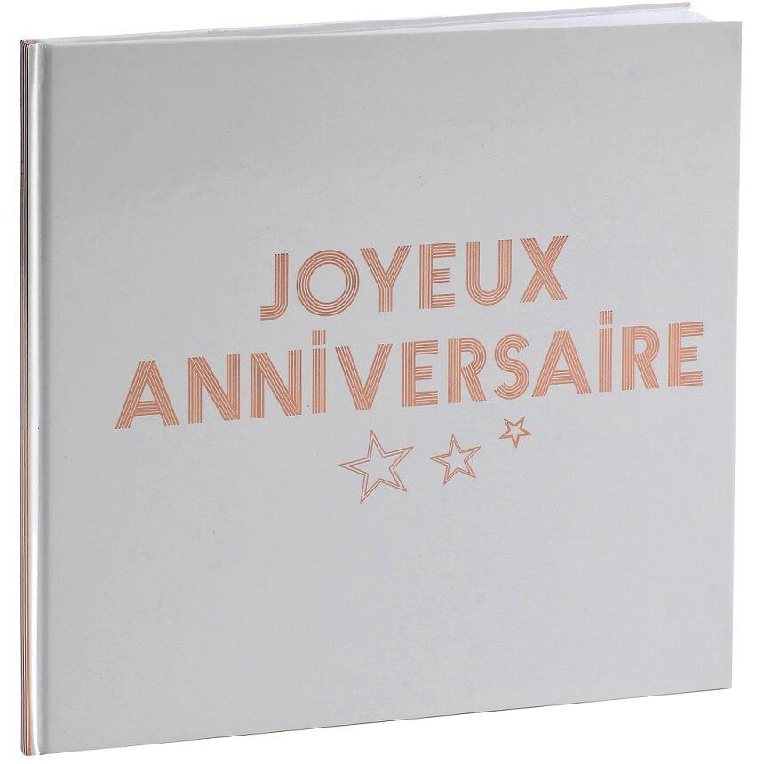 7986 livre d or joyeux anniversaire rose gold metal et blanc
