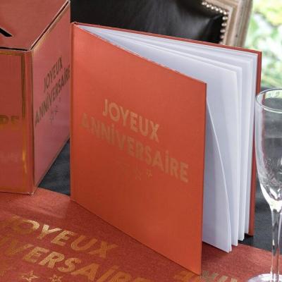 1 Livre d'or Joyeux Anniversaire Terracotta et doré or REF/7986