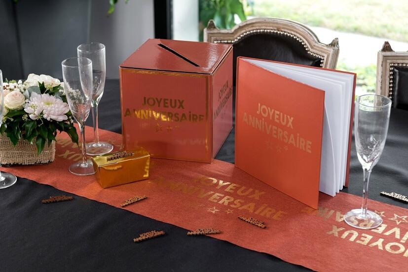 7986 livre d or joyeux anniversaire terracotta et dore or