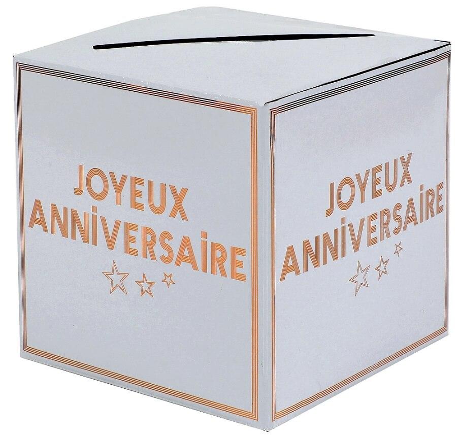 Urne Joyeux Anniversaire argent pailleté