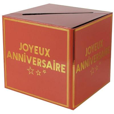 7987 tirelire urne joyeux anniversaire terracotta dore or metal