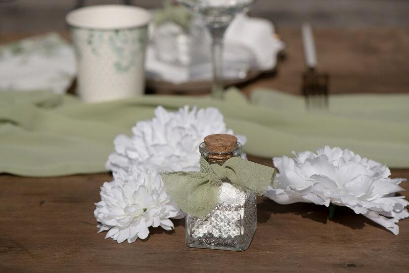 7992 decoration contenant pot carre verre bois vintage transparent