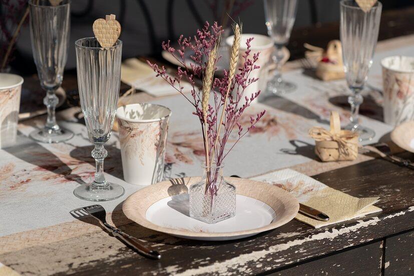 7992 decoration contenant pot carre verre et bois vintage transparent