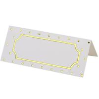 7995 marque place chevalet carton rectangle blanc et pois dore or metallique