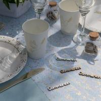 8007 decoration de table lettre bois communion blanc dore or metallique