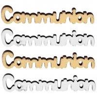 8007 decoration de table lettre communion blanc dore or metallique en bois