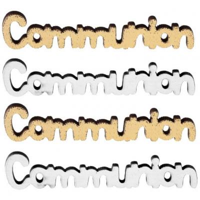 8007 decoration de table lettre communion blanc dore or metallique bois