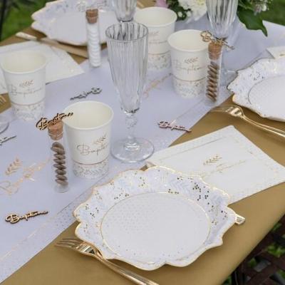 8013 decoration assiette en carton bapteme baby shower naissance floral champetre