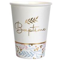 8014 gobelet carton bapteme blanc rose bleu et dore or metallique