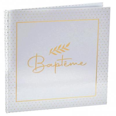 1 Livre d'or élégant Baptême en blanc et doré or métallique REF/8016