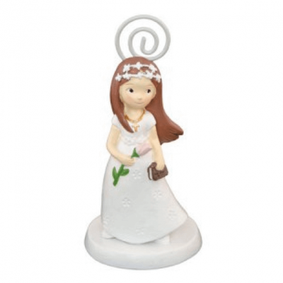 1 Figurine communiante fille en résine 10.5 cm REF/80188 Marque-place ou Porte photo Communion