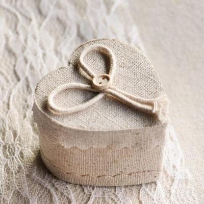 80300 boite contenants en lin coeur mariage