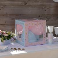 8031 cube decoration ballon gender reveal baby shower rose et bleu