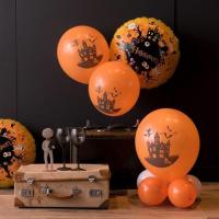 8065 decoration ballon en latex noir et orange halloween maison hantee