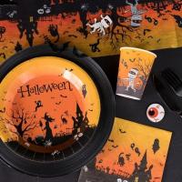 8070 decoration serviette de table papier halloween maison hantee sorciere fantome