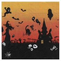 8070 serviette de table papier halloween maison hantee sorciere fantome